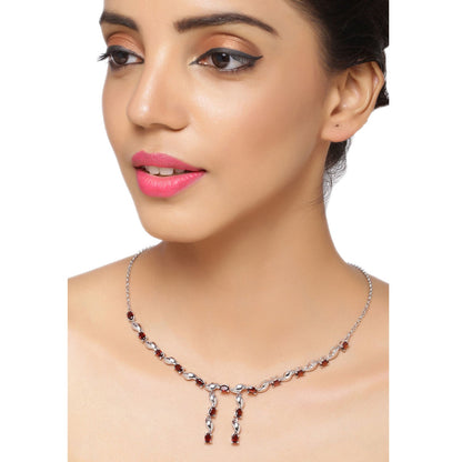 7.65 Carat Genuine Garnet .925 Sterling Silver Necklace