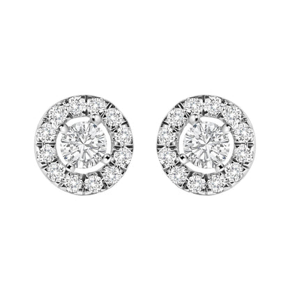 14K White Gold 3/4 Cttw Lab-Grown Diamond Floating Halo Stud Earring (F-G Color, VS1-VS2 Clarity)