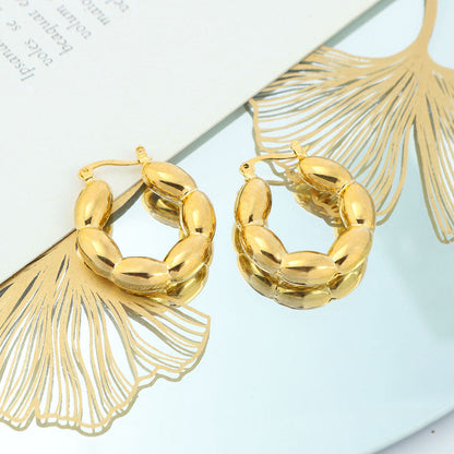 RMZ GOLD NYC 14k Gold Bead Hoop Earrings