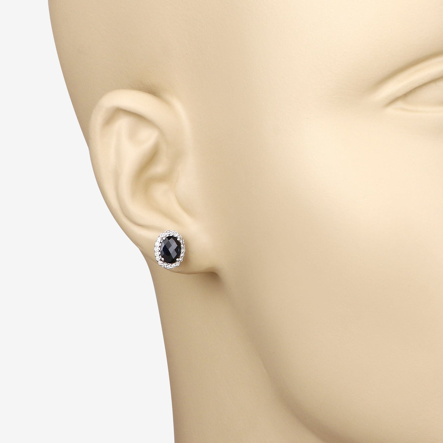 2.16 Carat Genuine Blue Sapphire and White Diamond 14K White Gold Earrings