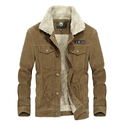 Men's Corduroy Jacket with Fleece Lining (Plus Size)