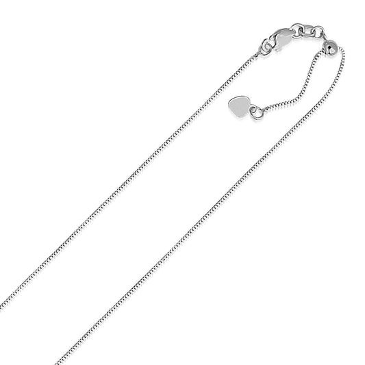 Chaîne gourmette ajustable en or blanc 14 carats, 0,7 mm