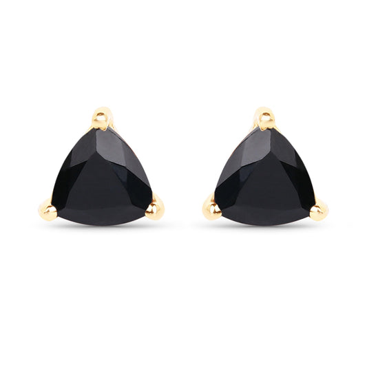 0.70 Carat Genuine Black Sapphire 14K Yellow Gold Earrings