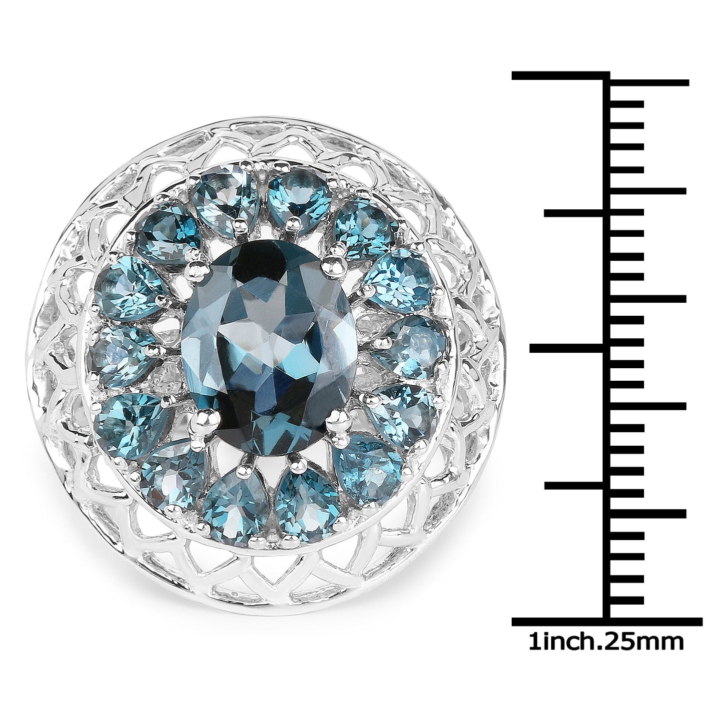 5.98 Carat Genuine London Blue Topaz .925 Sterling Silver Ring