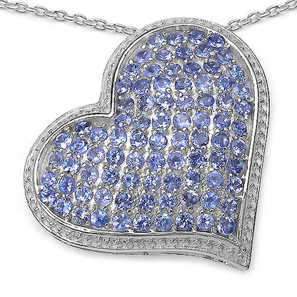 2.98 Carat Genuine Tanzanite .925 Sterling Silver Pendant