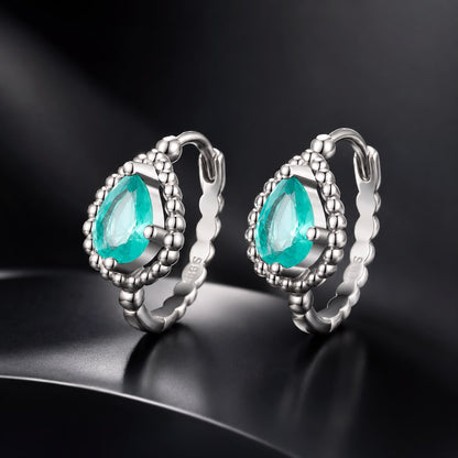 925 Sterling Silver Earrings with Pavé Setting and Transparent Glass