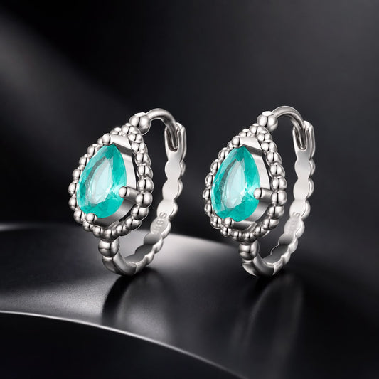 Boucles d'oreilles en argent sterling 925 avec sertissage pavé et verre transparent