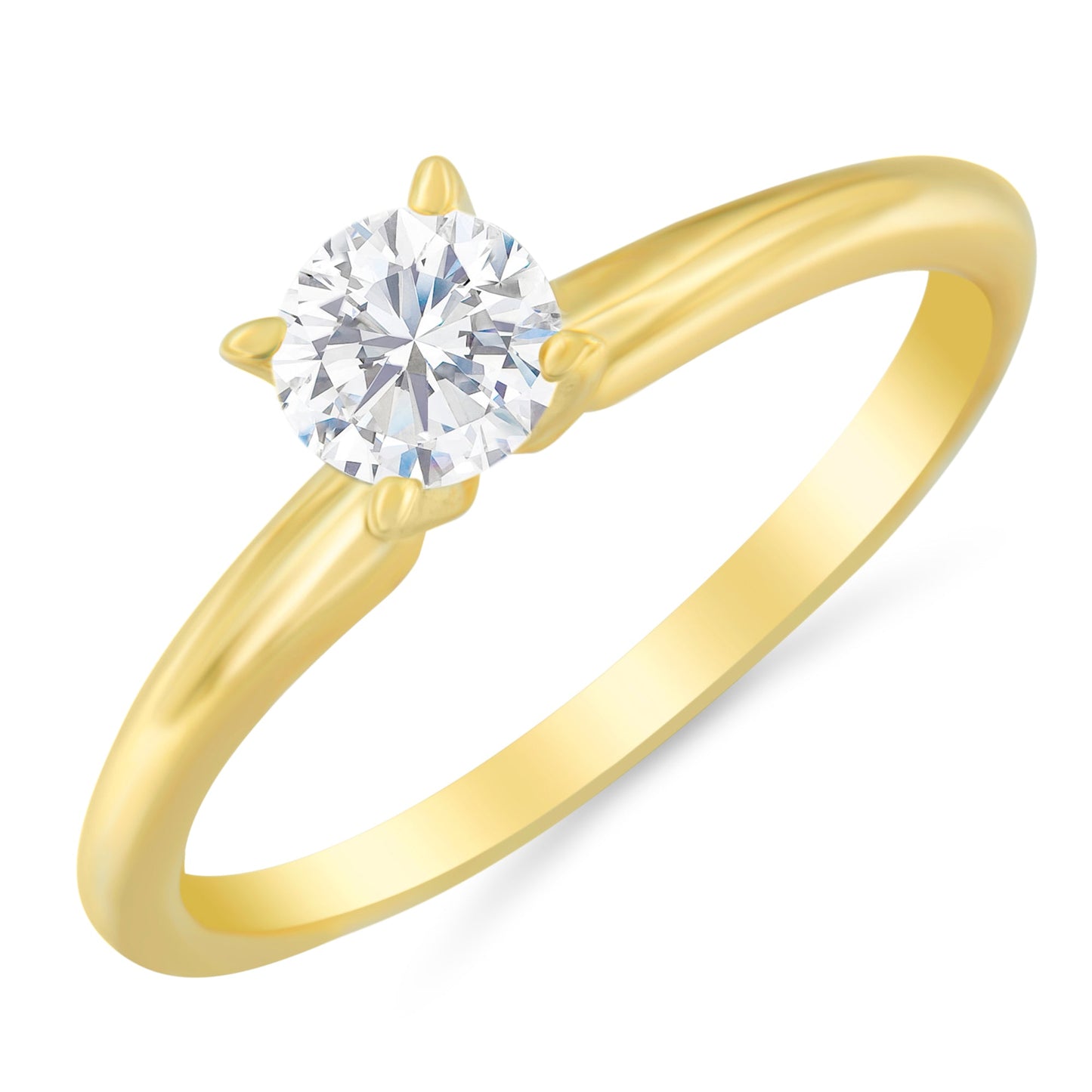 GIA Certified 14K Yellow Gold 1/2 Cttw Diamond Solitaire Engagement Ring (H Color, SI1 Clarity) - Size 6