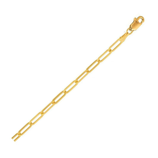 Bracelet de cheville fin en or jaune 14 carats maille trombone (3,2 mm)