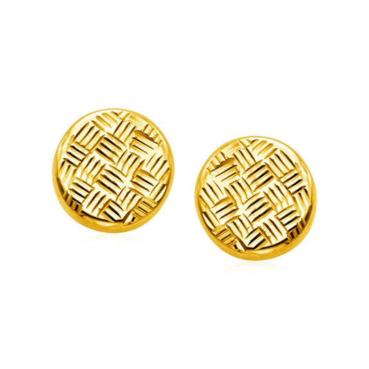 Puces d'oreilles en or jaune 14 carats avec cercles texturés