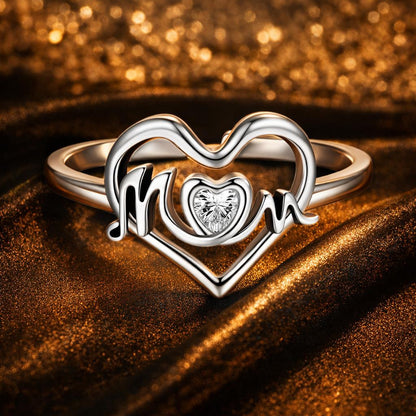 925 Sterling Silver Heart-shaped CZ Ring for Women