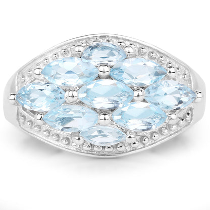 2.50 Carat Genuine  Blue Topaz .925 Sterling Silver Ring