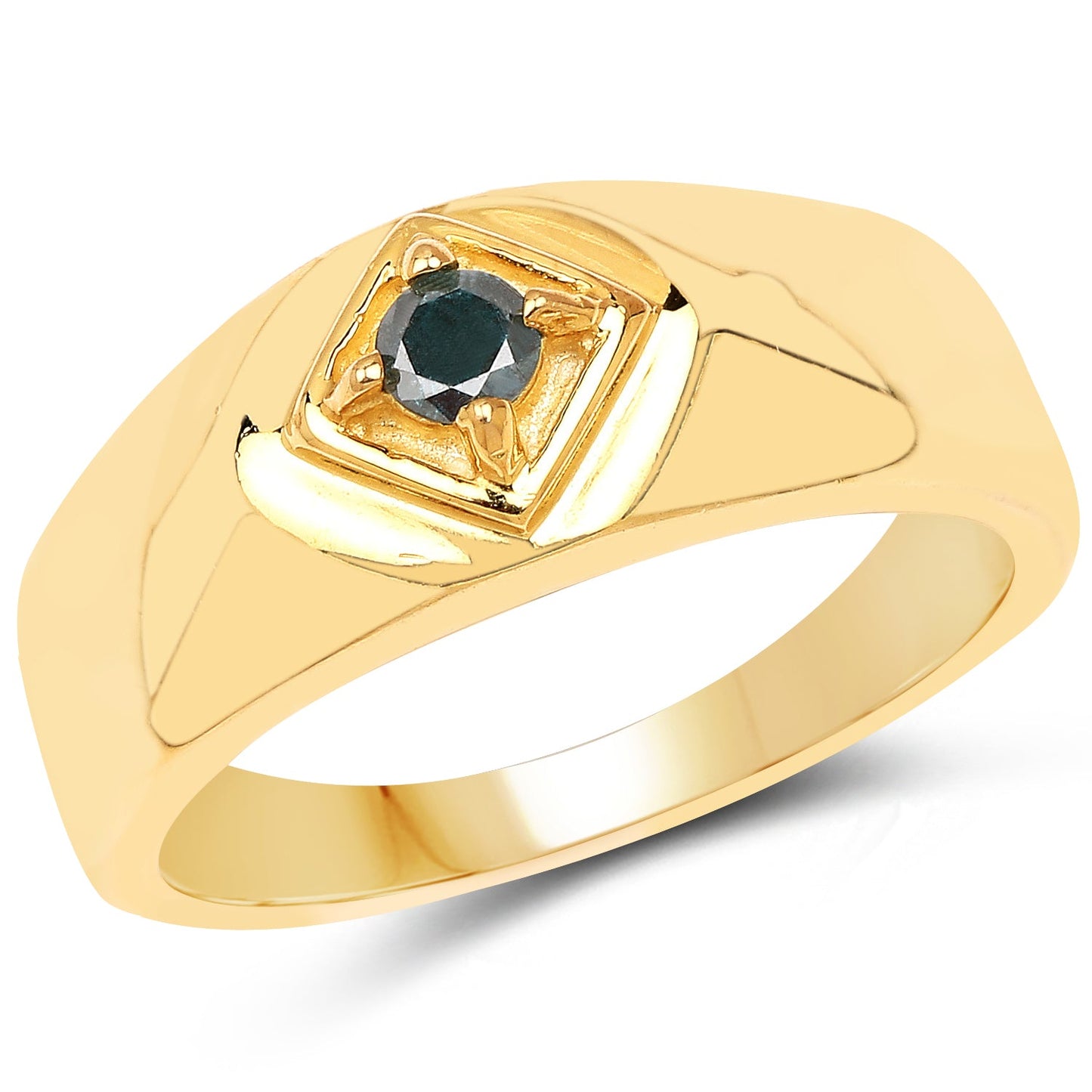 0.12 Carat Genuine Blue Diamond .925 Sterling Silver Ring