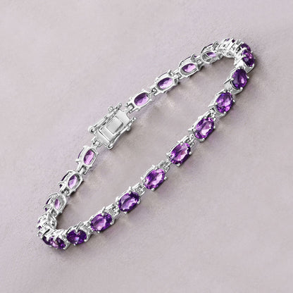 7.98 Carat Genuine Amethyst .925 Sterling Silver Bracelet