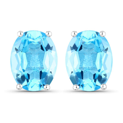 4.00 Carat Genuine Swiss Blue Topaz .925 Sterling Silver Earrings