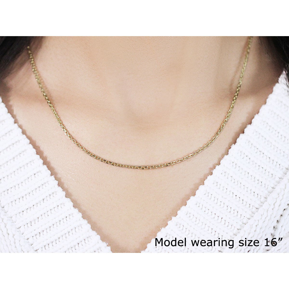 14k Yellow Gold Diamond Cut Cable Link Chain 1.8mm