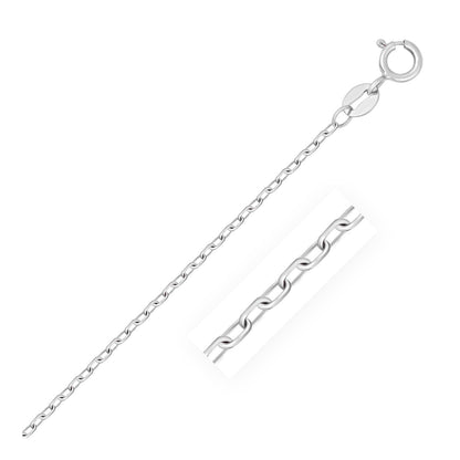 14k White Gold Faceted Cable Link Chain 1.3mm