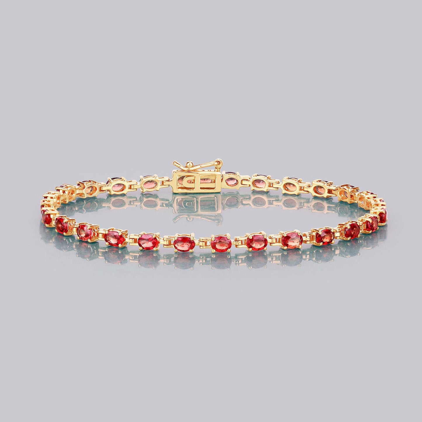 7.00 Carat Genuine Orange Sapphire 14K Yellow Gold Bracelet