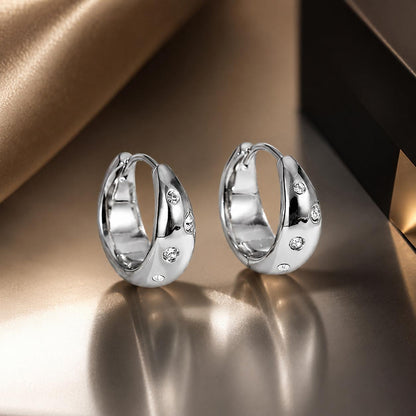 925 Sterling Silver Earrings with CZ in White Gold Plating - Stylish Design for Women