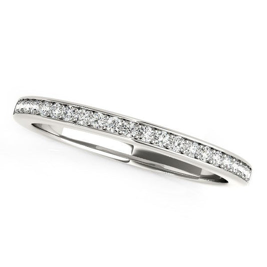 Alliance de mariage classique en or blanc 14 carats avec diamants (0,20 carat au total)