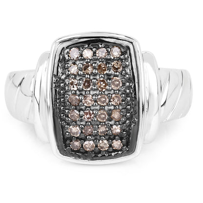 0.22 Carat Genuine Champagne Diamond .925 Sterling Silver Ring