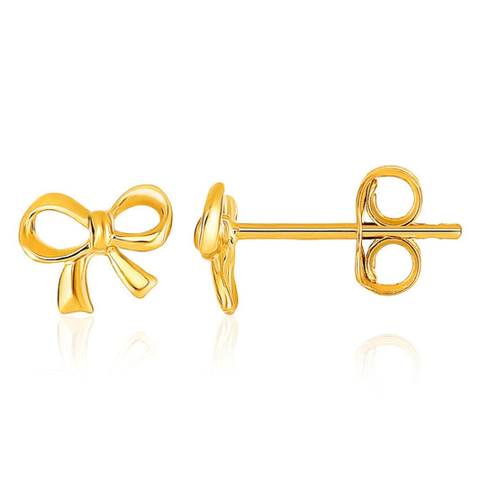 Boucles d'oreilles clous style nœud en or jaune 14 carats
