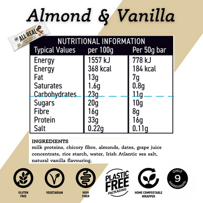 Almond Vanilla Protein Bar 50g x 12 bars