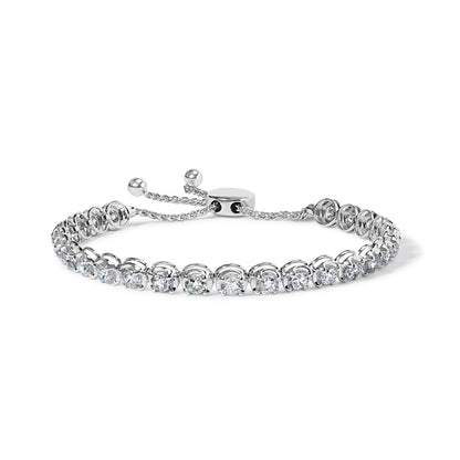 14K White Gold 6.00 Cttw Diamond 4â€-10â€ Adjustable Bolo Tennis Bracelet (I-J Color, I1-I2 Clarity)