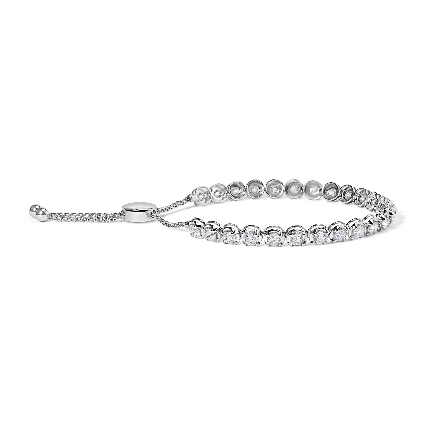 14K White Gold 6.00 Cttw Diamond 4â€-10â€ Adjustable Bolo Tennis Bracelet (I-J Color, I1-I2 Clarity)