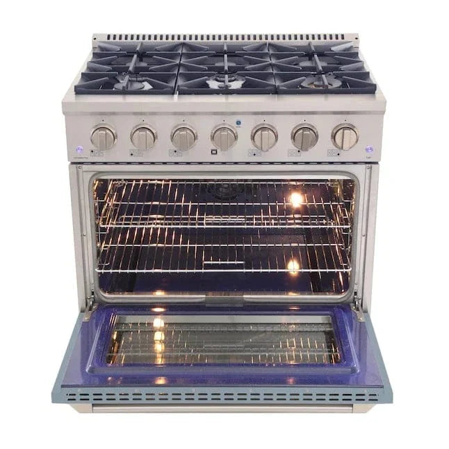 Kucht 36" Propane Range, in Stainless Steel, Light Blue Door, KNG361/LP-LB