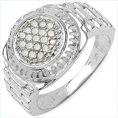0.20 Carat Genuine White Diamond .925 Sterling Silver Ring