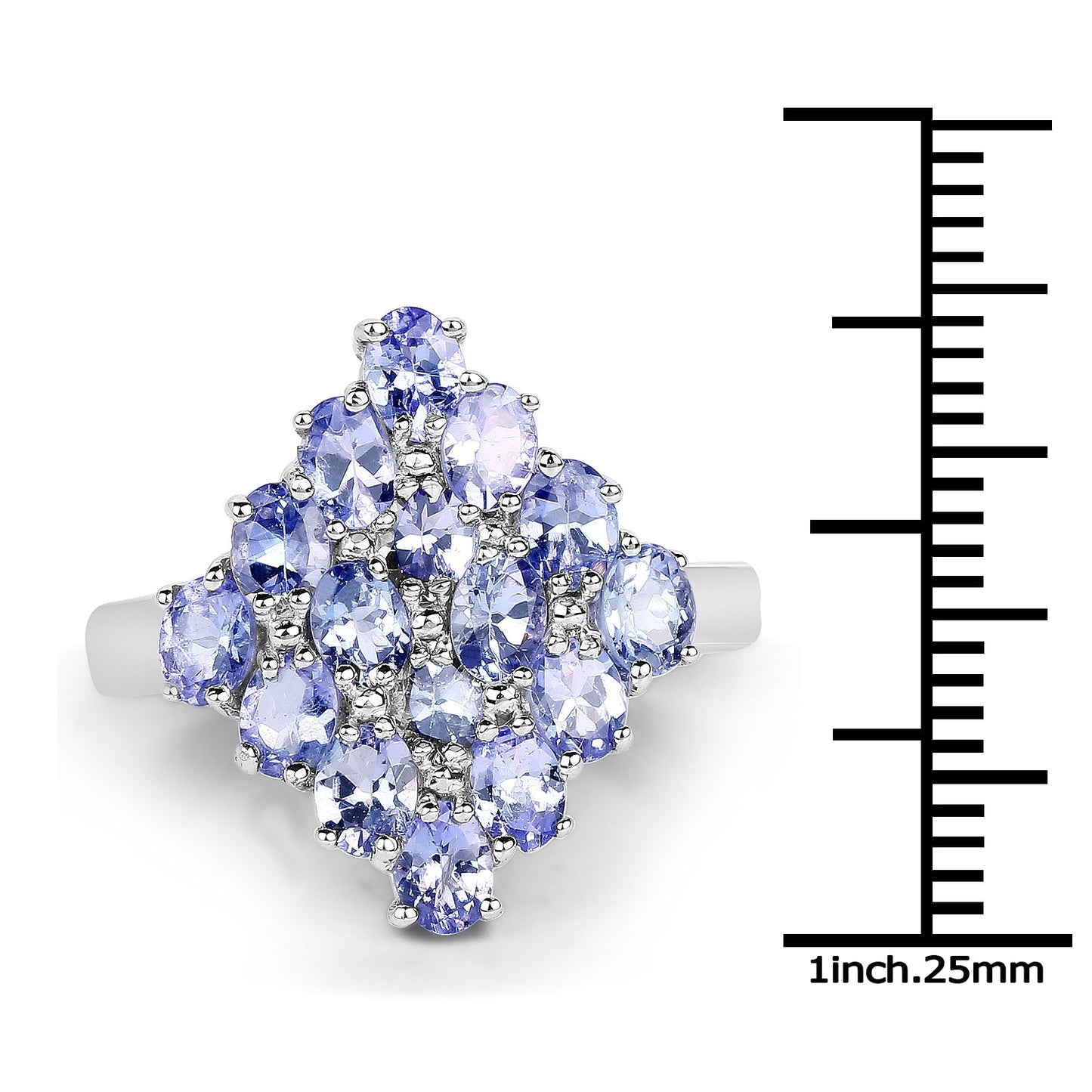 2.72 Carat Genuine Tanzanite .925 Sterling Silver Ring