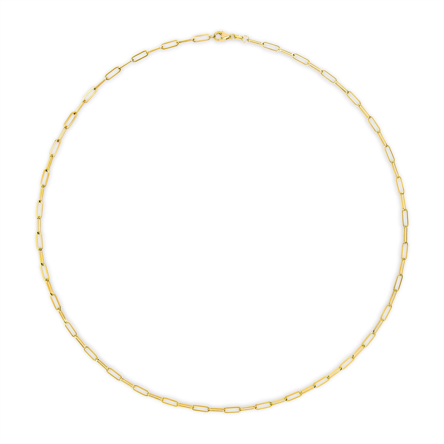 Solid 14K Yellow Gold 2.5mm Paperclip Chain Necklace Unisex 18" Inches