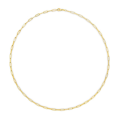 Solid 14K Yellow Gold 2.5mm Paperclip Chain Necklace Unisex 18" Inches