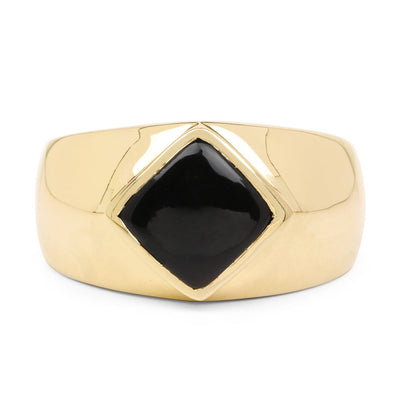 14K Yellow Gold Plated 2.00 Carat Genuine Black Onyx .925 Sterling Silver Ring