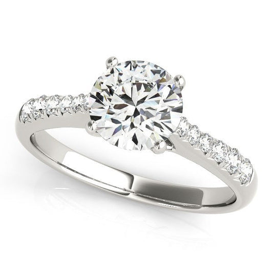 Bague de fiançailles en or blanc 14 carats avec diamant taille ronde (1,63 carats)