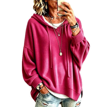 2026 European And American Women's Fashion Amazon Independent Store Hooded Drawstring Woven Corduroy Sweatshirt Jacket Loose Top