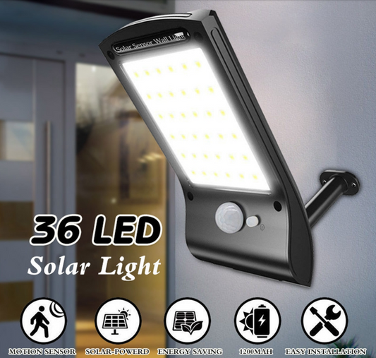 Luz solar de jardín para exteriores con sensor de movimiento y 36 LED