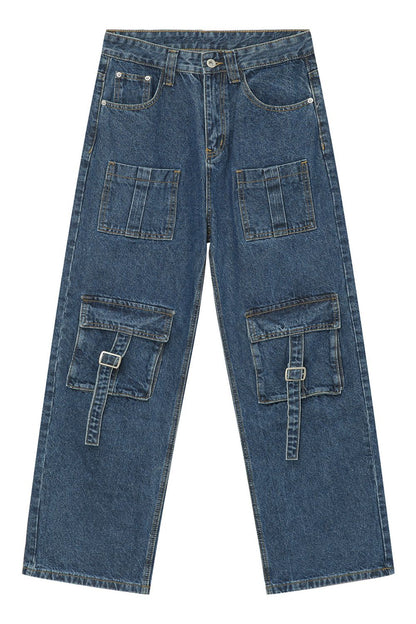 Mid Rise Men's Jeans with Cargo Pockets