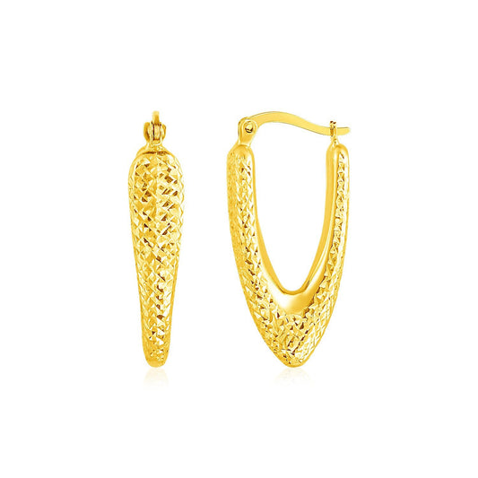 Boucles d'oreilles créoles bombées en forme de V en or jaune 14 carats