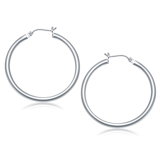 Boucles d'oreilles créoles polies en or blanc 14 carats (40 mm)