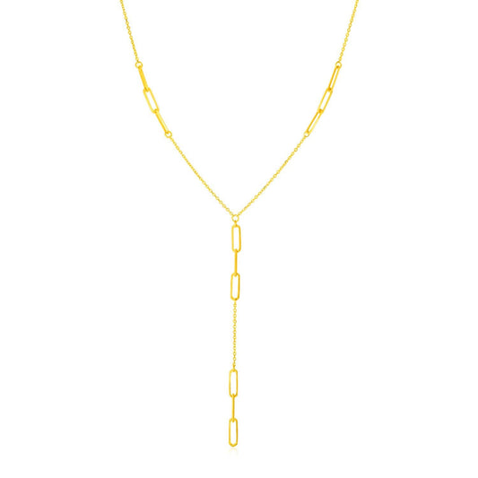 Collier sautoir en or jaune 14 carats avec maillons trombone