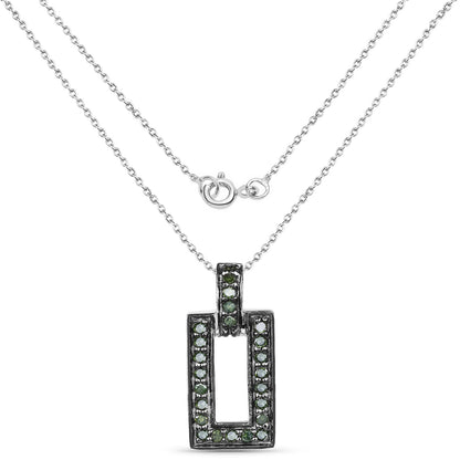 0.36 Carat Genuine Green Diamond .925 Sterling Silver Pendant