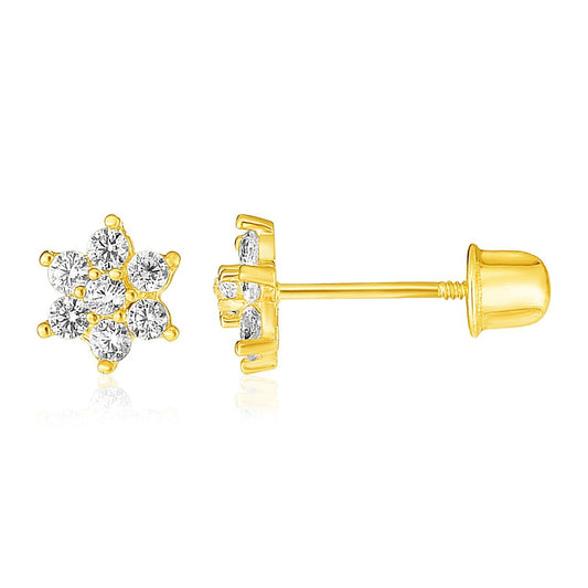 Boucles d'oreilles enfant fleur en or jaune 14 carats