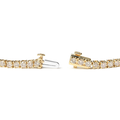 14K Yellow Gold 6.0 Cttw Classic 4 Prong Set Round Brilliant Cut Diamond Tennis Bracelet (K-L Color, VS2-SI1 Clarity) - 7.25"