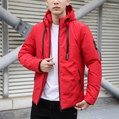 Men's Plus Size Cotton-padded Slim Hooded Coat