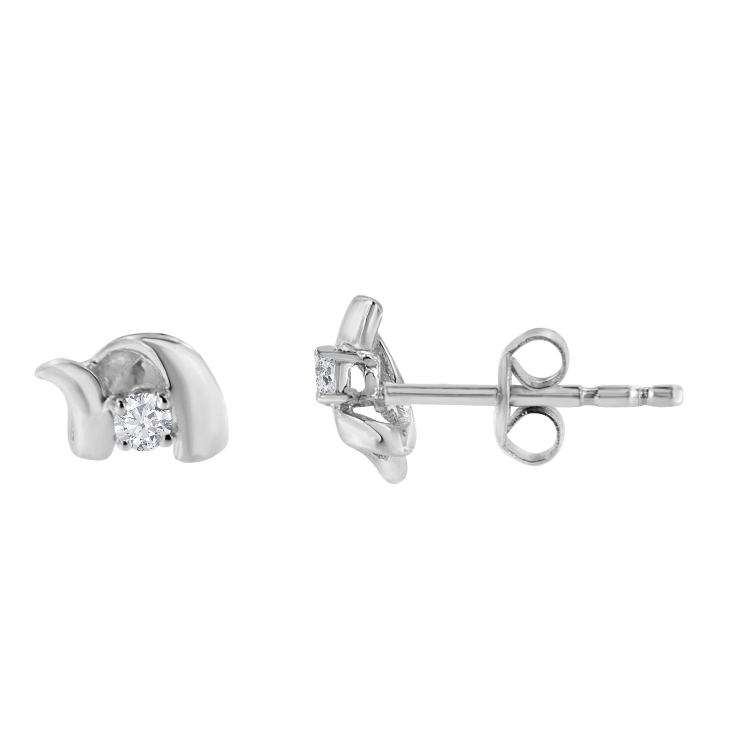 .925 Sterling Silver Round Cut Diamond Fashion Stud Earrings (0.10 cttw, I-J Color, I2-I3 Clarity)