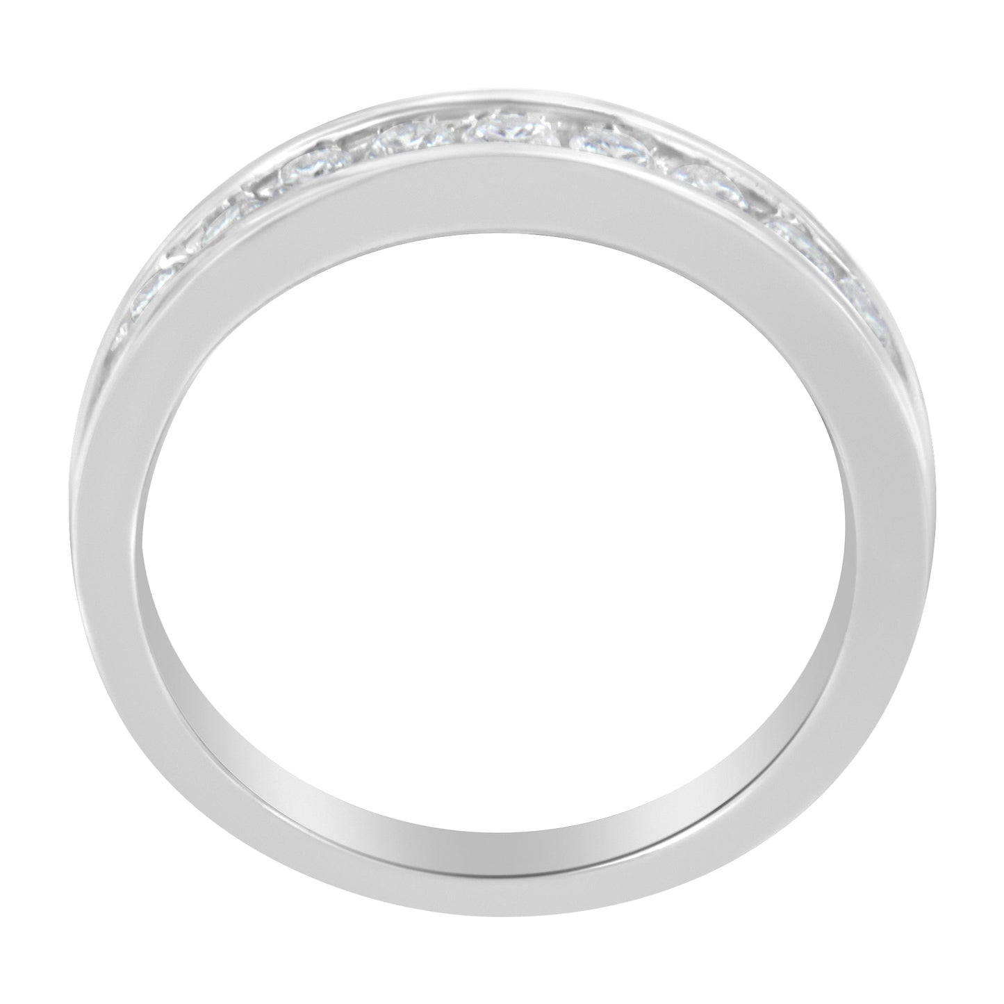 18K White Gold Round Diamond 1/2 Cttw Channel Band Ring