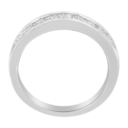 18K White Gold Round Diamond 1/2 Cttw Channel Band Ring