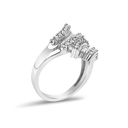 10K White Gold 1/2 Cttw Diamond Bypass Cocktail Ring